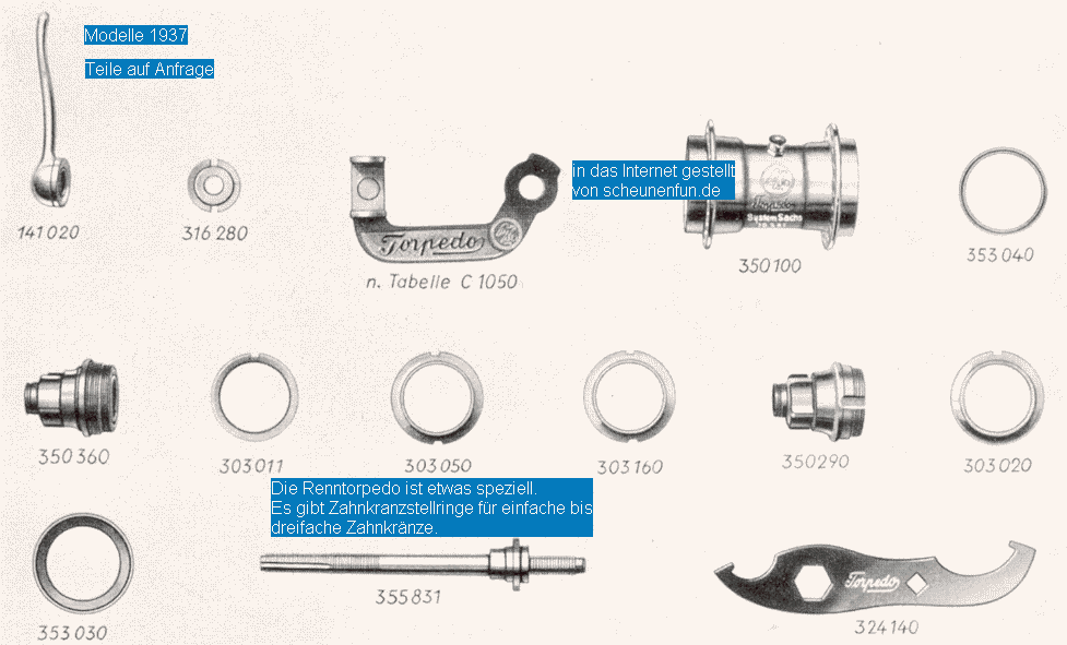 Teileliste Sachs Renntorpedo