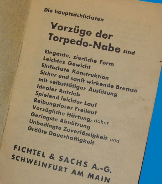 Betriebsanleitung Torpedo Freilauf, Vorz�ge der Nabe